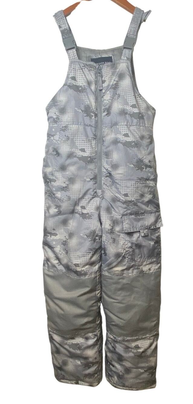 London Fog Youth Gray Camo Snow Bibs Jumpsuit Size Small 8
